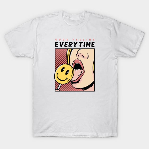 Feeling Good-Smile Pop Art T-Shirt by claracutshaw